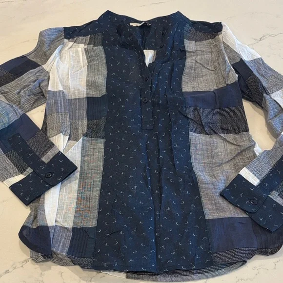 Lucky Brand Dark Blue Blouse with White Accents - Picture 2 of 8